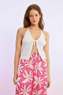 Open Front Halter Top