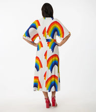 Load image into Gallery viewer, Rainbow Print Wrap Dress