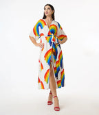 Rainbow Print Wrap Dress