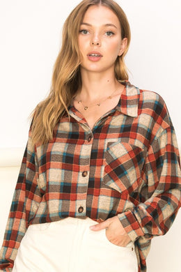 Afternoon Checkered Print Top