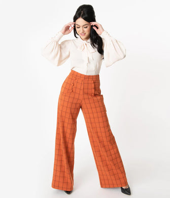 Orange Windowpane Pants