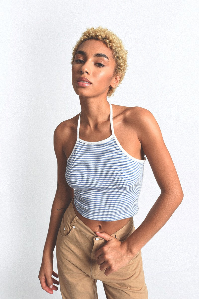 Blue Striped Square Neck Tank