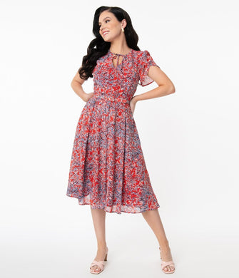 Leaf Print Midi Dress