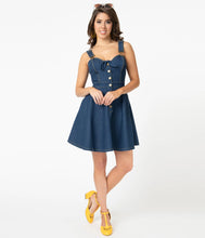 Load image into Gallery viewer, Denim Blue Fit &amp; Flare Dress