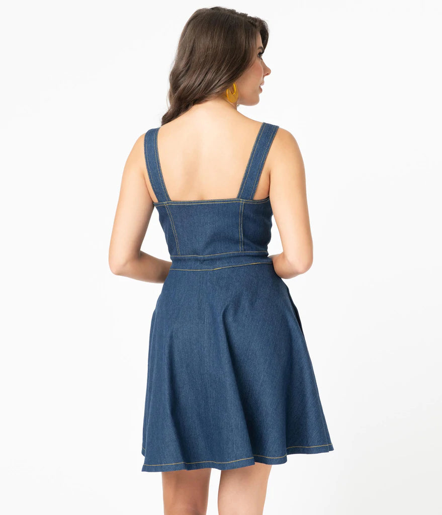 Denim Blue Fit & Flare Dress