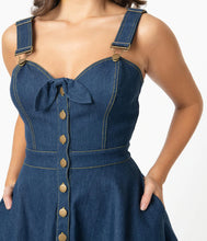 Load image into Gallery viewer, Denim Blue Fit &amp; Flare Dress
