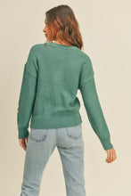 Load image into Gallery viewer, Floral Embroidered Teal Sweater