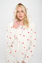 Load image into Gallery viewer, Heart Print Zip Up Hoodie