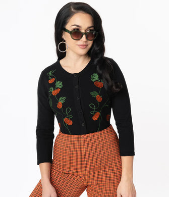 Pumpkin Embroidered Bookworm Cardigan