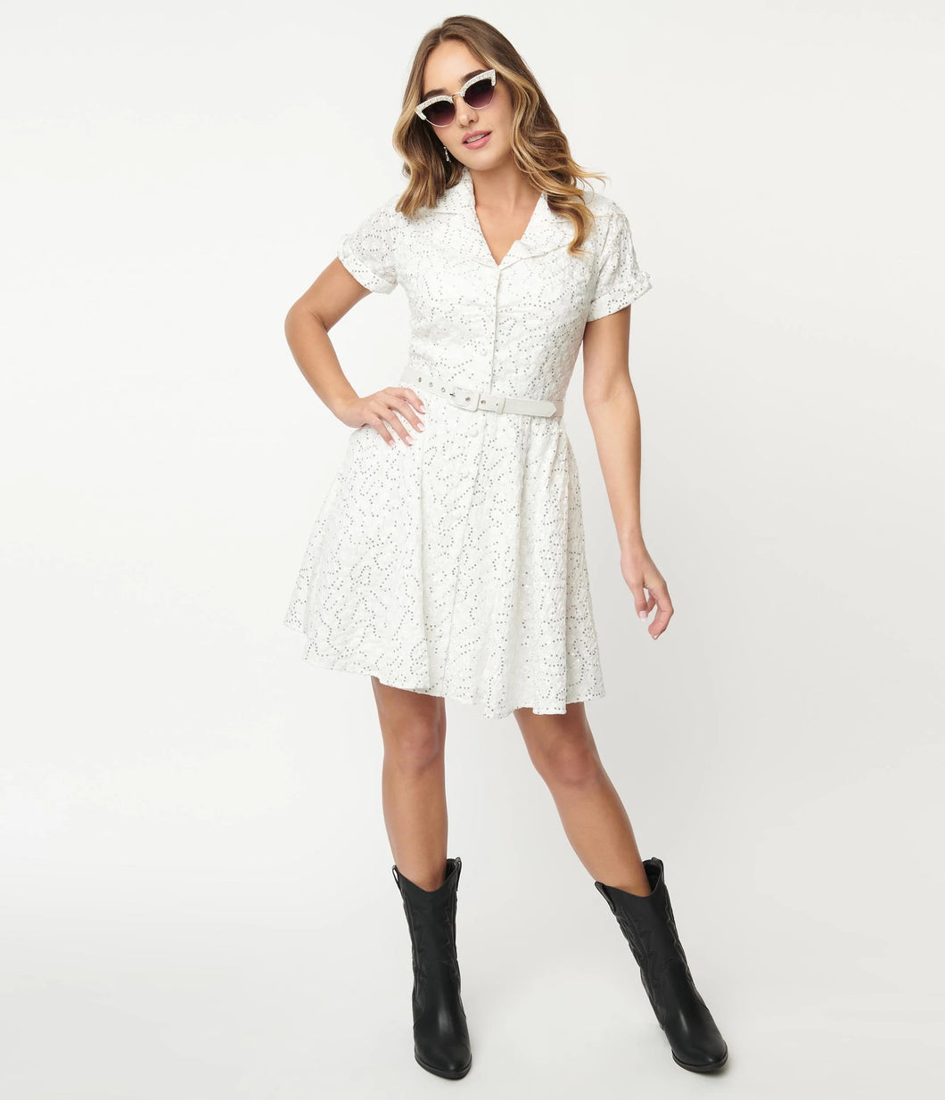 Eyelet & Sequin Dress