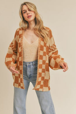 Oversized Checkerboard Cardigan