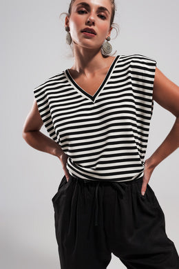 Structured Shoulder Stripe Top
