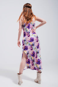 Purple Floral Slip Dress