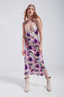 Purple Floral Slip Dress