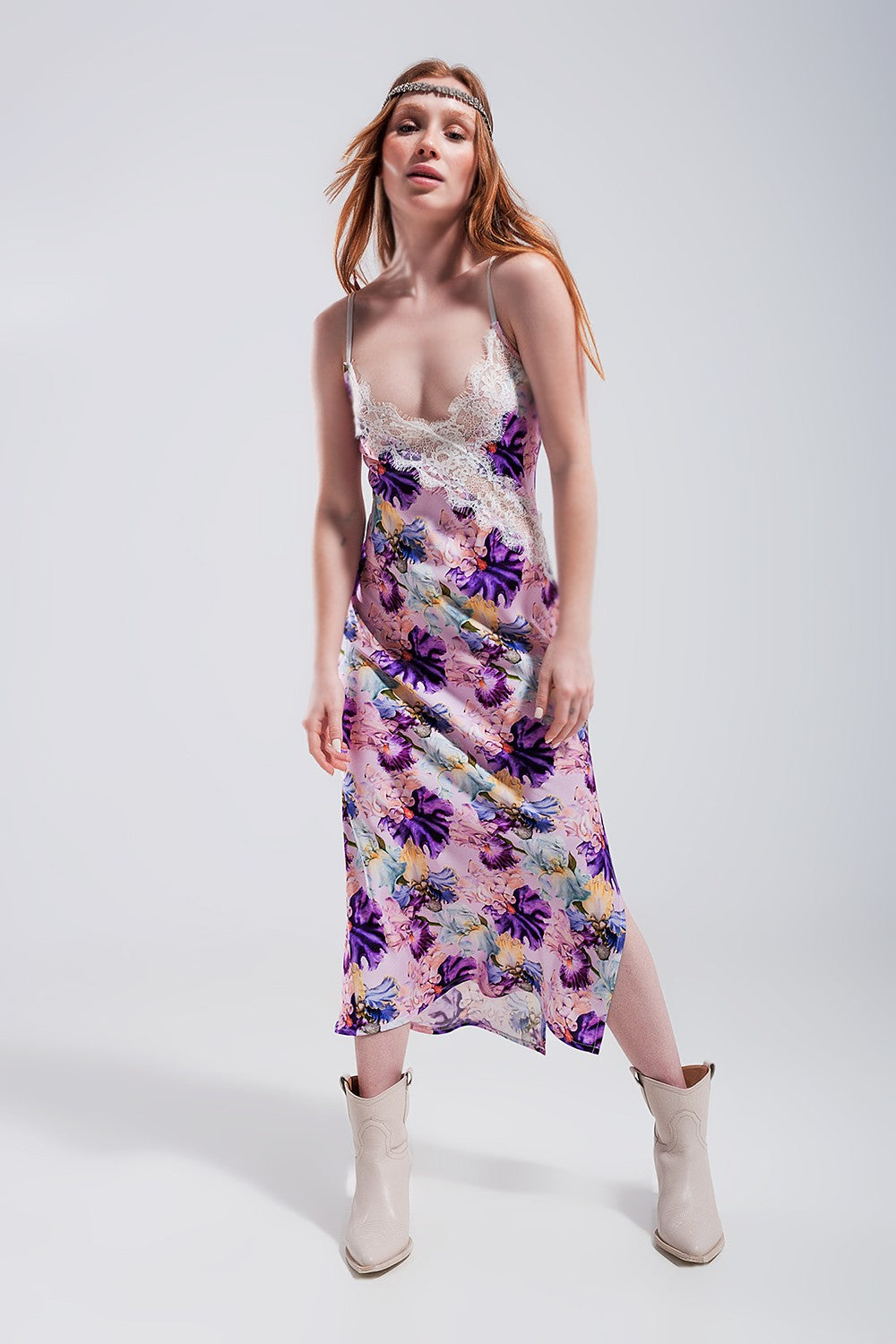 Purple Floral Slip Dress