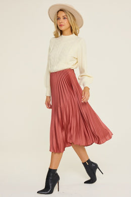 Marsala Pleated Skirt