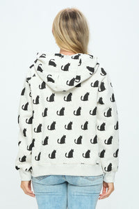 Black Cat Zip Up Hoodie