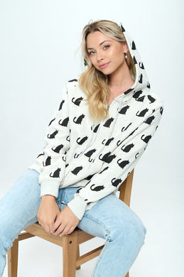 Black Cat Zip Up Hoodie