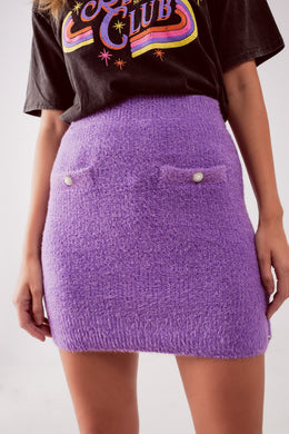 Fluffy Knit Mini Skirt
