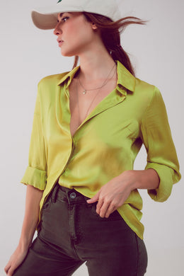 Lime Satin Shirt