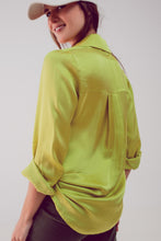 Load image into Gallery viewer, Lime Satin Shirt