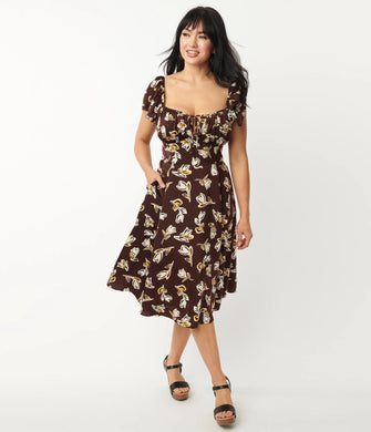 Brown & Ivory Floral Dress
