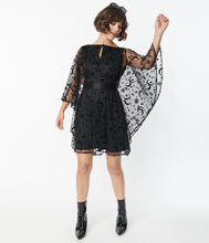 Load image into Gallery viewer, Black Mesh Moon &amp; Stars Caftan