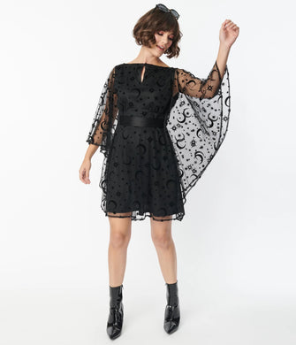 Black Mesh Moon & Stars Caftan