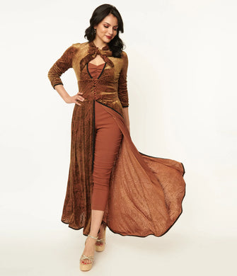 Rust Devore Velvet Tallullah Duster