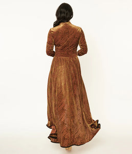 Rust Devore Velvet Tallullah Duster