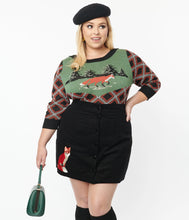 Load image into Gallery viewer, Plaid Fox Sweater