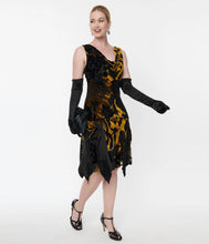 Load image into Gallery viewer, Gold Velvet Hemingway Dress