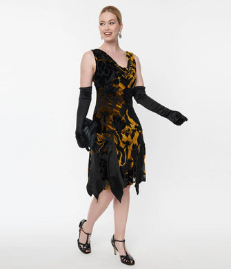 Gold Velvet Hemingway Dress