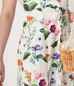 White Floral Midi Dress