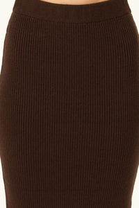 High-Waist Ribbed Midi Skirt