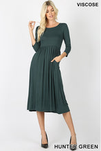 Load image into Gallery viewer, 3/4 Sleeve Shirred Waist Dress