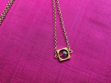 Framed Pyrite Pendant Necklace