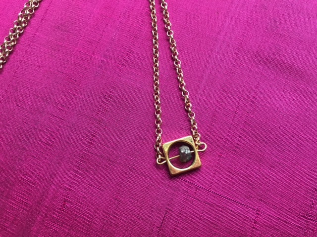 Framed Pyrite Pendant Necklace