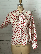 Load image into Gallery viewer, Pussy Bow Heart Blouse by Unique Vintage