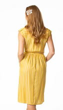 Load image into Gallery viewer, Yellow Gold Button Front Shirtwaist Striped Dress