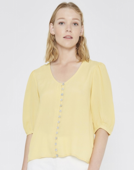 Pale Yellow Puff Sleeved Top