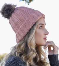 Load image into Gallery viewer, Faux Fur Pom Pom Beanie