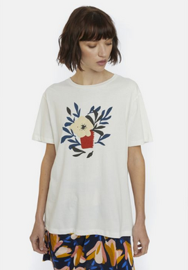 White Tee with Flower