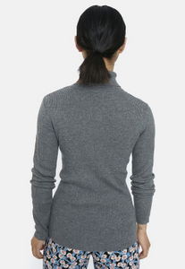Grey Fitted Ribbed Knit Turtleneck
