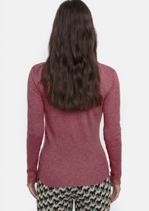 Pink Fitted Ribbed Knit Turtleneck