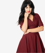 Load image into Gallery viewer, 1950s Burgundy Red Swing Dress