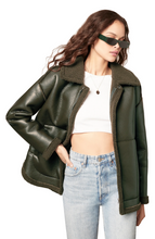 Load image into Gallery viewer, Dark Olive Shearling Jacket