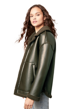 Load image into Gallery viewer, Dark Olive Shearling Jacket