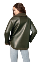 Load image into Gallery viewer, Dark Olive Shearling Jacket
