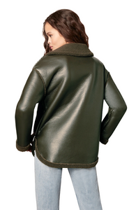 Dark Olive Shearling Jacket